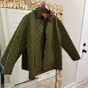 Barbour Quilted jacket Olive green Corduroy collar classic field coat size XL
